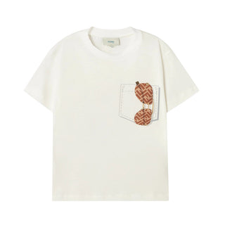 Fendi T-shirt girocollo bianca con stampa JMI500-7AJ