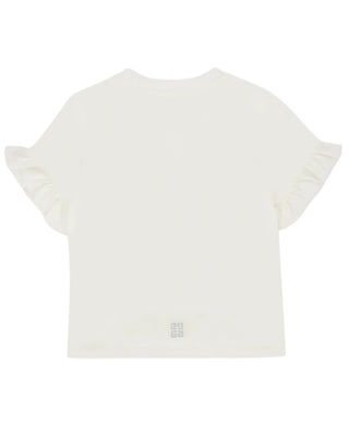 Givenchy T-shirt avorio in jersey con logo argento H30903