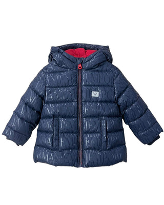 Emporio Armani Giubbino trapuntato blu con fantasia logata 6ZHB02