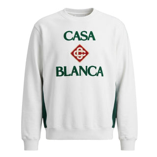 Casa Blanca Felpa Bianca Con Logo A Diamante Ricamato M-PF26-JTP-293-03 Per Uomo