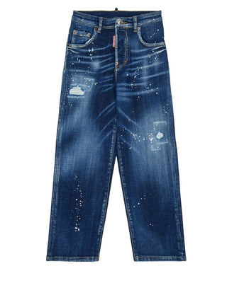 Dsquared2 Jeans regular blu scuro con macchie DQ3082 D0AEJ