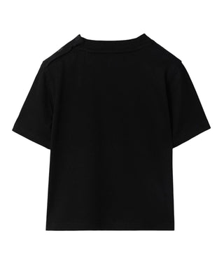 Burberry T-shirt nera in jersey con applicazione Check 8108603
