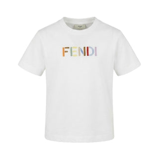 Fendi T-shirt Bianca Con Logo Per Bambini JUI208-AY8D