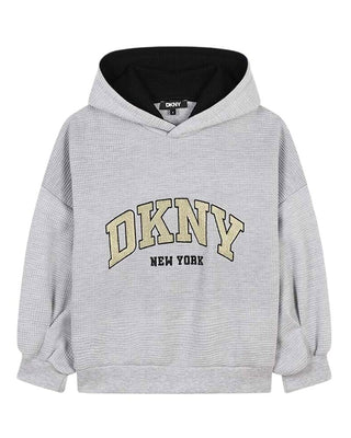 Dkny Felpa grigia con cappuccio e logo D60249