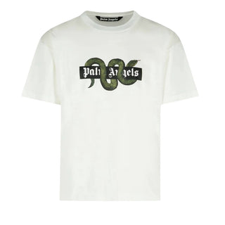 Palm Angels T-shirt bianca in jersey con stampa PMAA109F25JER0080355