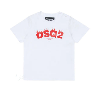 Dsquared2 T-shirt Bianca Con Stampa Per Neonato DQ3275-D00XM-DQ100