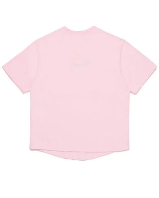 Dsquared2 T-shirt rosa con logo in strass DQ2576-D0AAP