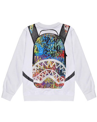 SPRAYGROUND Felpa bianca in cotone con stampa SPY1371G