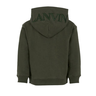 Lanvin Felpa verde con zip e cappuccio N30314