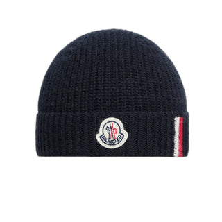 Moncler Cappello blu navy in lana con logo K29513B00013