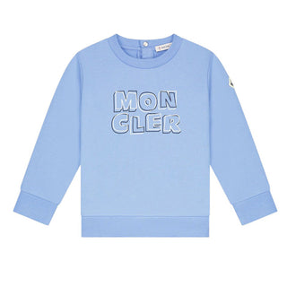 Moncler Felpa Girocollo Azzurra In Cotone Con Logo L19518G00004/70Q
