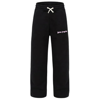 Palm Angels Pantaloni Neri In Felpa A Gamba Dritta F6PAJGFP051/110 Per Bambina