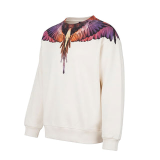 Marcelo Burlon Felpa Panna Con Stampa Aquila Per Bambina S6CMJGSW084-412