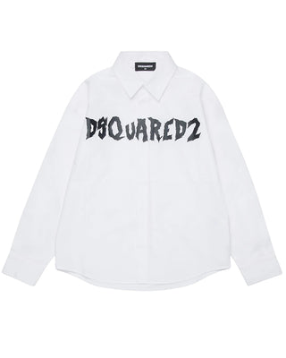Dsquared2 Camicia bianca in popeline con logo DQ3077 D007D