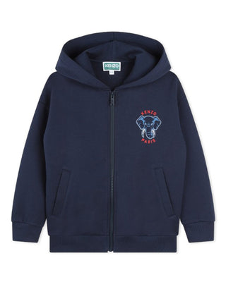 Kenzo Felpa con zip e cappuccio blu da bambino K60813