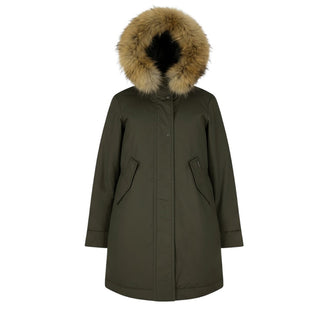 Woolrich Parka verde con cappuccio e pelliccia da bambina WKCPS2050