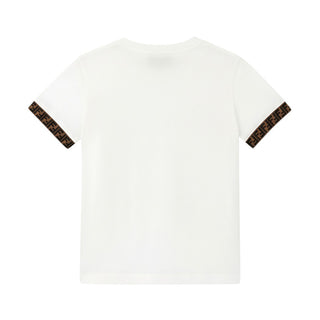 Fendi T-shirt bianca in jersey con logo FF JUI018-7AJ