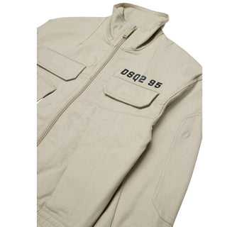 Dsquared2 Giacca In Denim Beige Con Logo DQ3237-D0AGK-DQ717