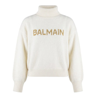 Balmain Maglia A Collo Alto Con Logo Per Bambina BV9B20-W0023