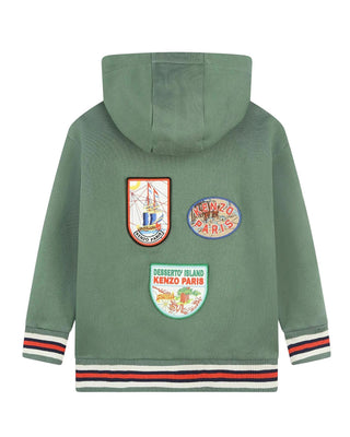 Kenzo Felpa verde con cappuccio da bambino K60776