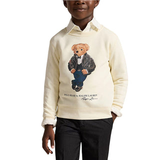 Polo Ralph Lauren Felpa Girocollo Avorio Con Polo Bear 322B29157001 Per Bambino