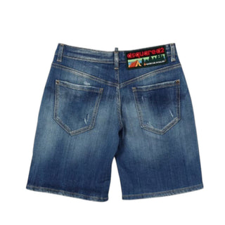 Dsquared2 Bermuda In Denim Blu Con Dettagli Destroyedd DQ3264-D0AFR-DQ01