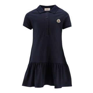 Moncler Abito Blu Navy In Piqué Di Cotone Da Bambina K19548I00014-773