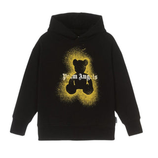 Palm Angels Felpa nera con cappuccio e Bear PBBB012F25FLE0051016