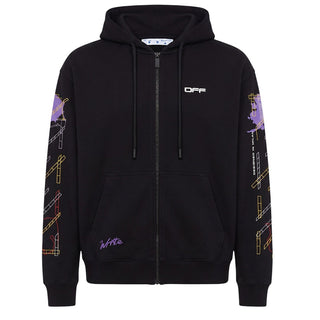 Off-White Felpa Nera Con Zip E Cappuccio 44MBE015F26F003001 Per Uomo