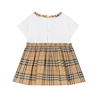 Burberry Vestina Bianca Con Fiocco 8125957 Per Neonata