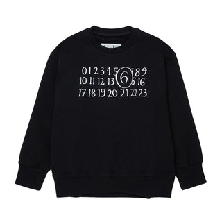 MM6 Maison Margiela Felpa Girocollo Nera Con Numeric Logo M61009-MM02X-M6900