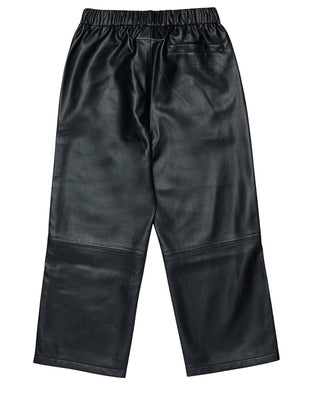 MM6 Maison Margiela Pantaloni in similpelle neri con logo M60837-MM01Y