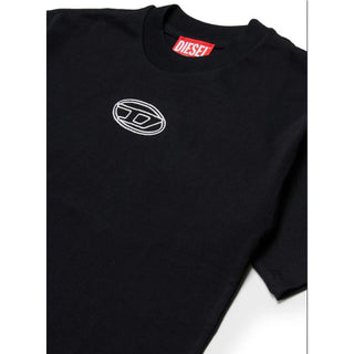 Diesel T-shirt nera cropped con logo ricamato J02428-00YI9-K900