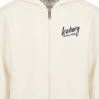 Iceberg Felpa Avorio Con Zip E Cappuccio MFICE7300J-V1 Per Bambino
