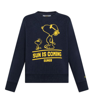 Sun68 Felpa blu navy girocollo con stampa Peanuts F45320BN