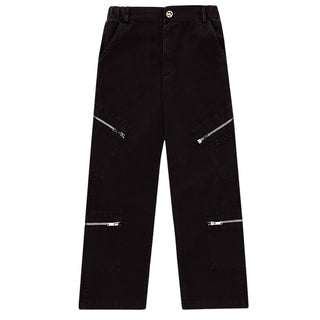 Barrow Pantaloni cargo neri in cotone con Smile F5BKJUPA148