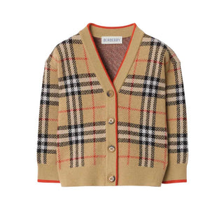 Burberry Cardigan Con Motivo Check In Lana 8121181