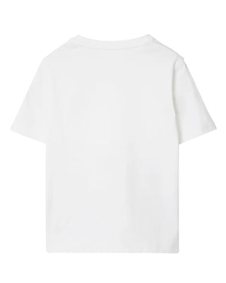 Burberry T-shirt bianca in jersey con finiture Check 8108049