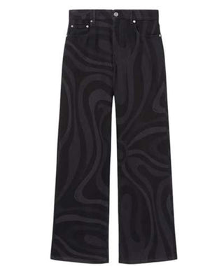 Emilio Pucci Jeans Wide Leg neri da bambina PV6A50-D0097