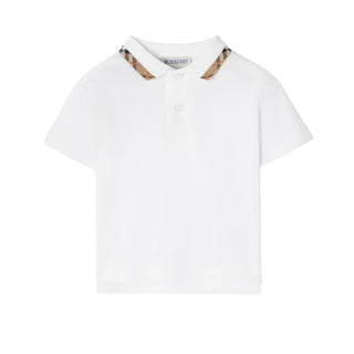 Burberry Polo Bianca In Piqué 8126808 Per Neonato