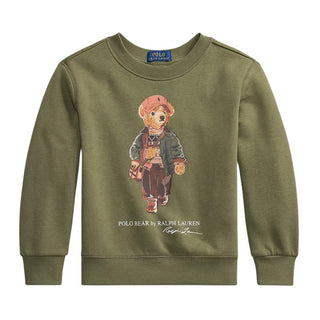 Polo Ralph Lauren Felpa Girocollo Verde Con Polo Bear 322B27294001 Per Bambino