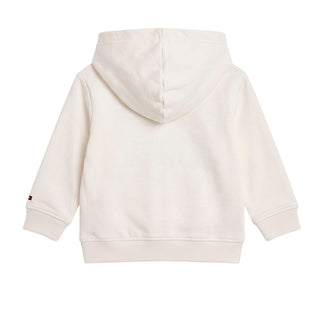 Tommy Hilfiger Felpa Avorio Con Cappuccio E Bandiera KB0KB10638-YBH Per Neonato