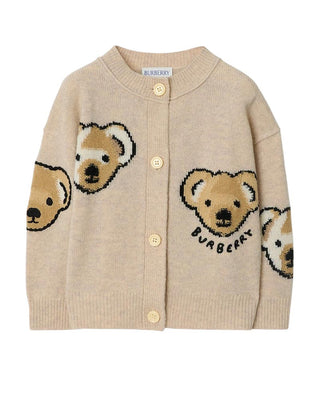 Burberry Cardigan beige in lana con orsetto Thomas 8109483