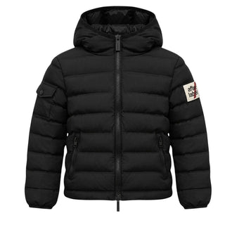 After Label Piumino Trapuntato Nero Con Cappuccio 3431O00037/1 Per Bambino