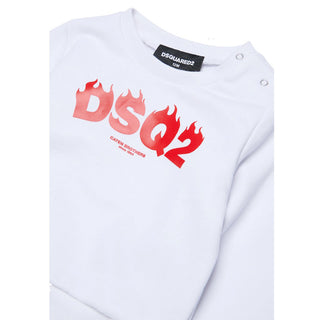 Dsquared2 Felpa Bianca In Cotone Per Neonato DQ3276-D0AGW-DQ100