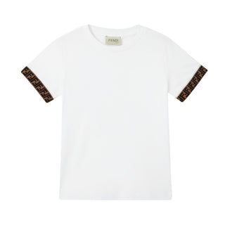 Fendi T-shirt bianca in jersey con logo FF JUI018-7AJ