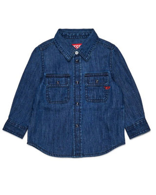 Diesel Camicia in denim leggero blu con D ricamata K00546-KXBN8