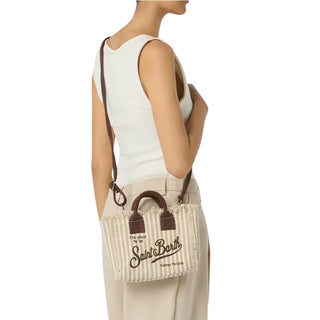 Mc2 Saint Barth Borsa Vanity Mini In Canvas A Righe Beige VAMI001/03450L