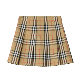 Burberry Gonna Plissettata In Twill Con Motivo Check 8117155