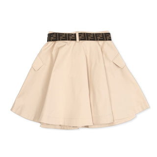 Fendi Gonna Beige In Gabardine Con Cintura Logata JFE196-AS5Y